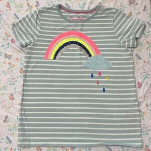 Mini Boden Striped Rainbow Tee - Gray and Multicolor